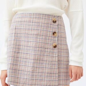 Lost + Wander Plaid Mini Skirt with Button Detail